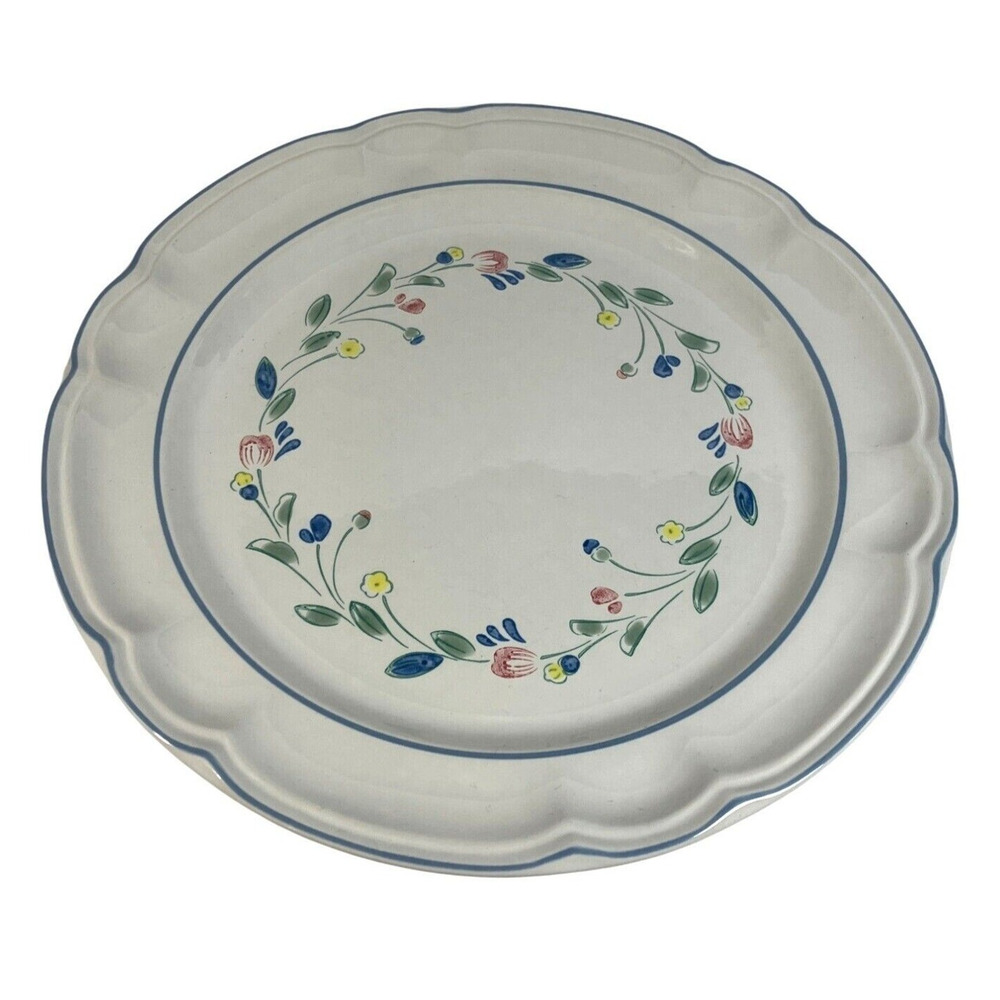 Floral Expressions 10.75" Dinner Plate Hand Decorated Stoneware Japan Vtg Pastel